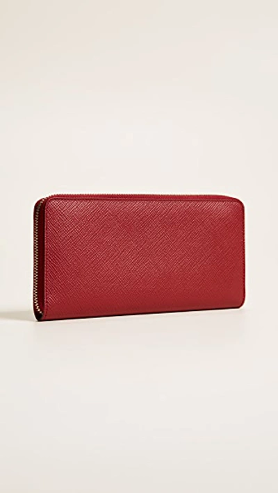 Shop Smythson Panama Zip Around Wallet In Red
