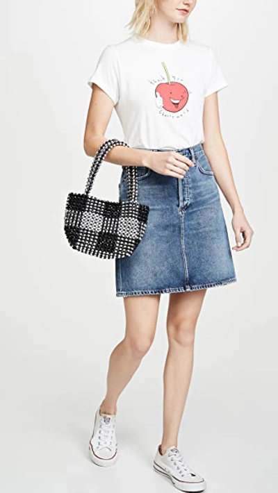 Shop Loeffler Randall Mini Beaded Tote Bag In Black/silver