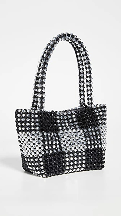 Shop Loeffler Randall Mini Beaded Tote Bag In Black/silver