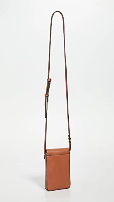 Shop Tory Burch Miller Metal Phone Crossbody In Aged Camello
