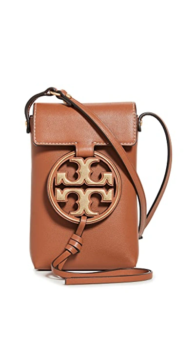 Shop Tory Burch Miller Metal Phone Crossbody In Aged Camello