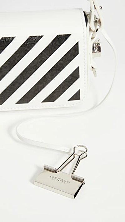 Shop Off-white Diagonal Baby Flap Bag In White/black