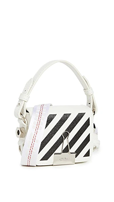 Shop Off-white Diagonal Baby Flap Bag In White/black