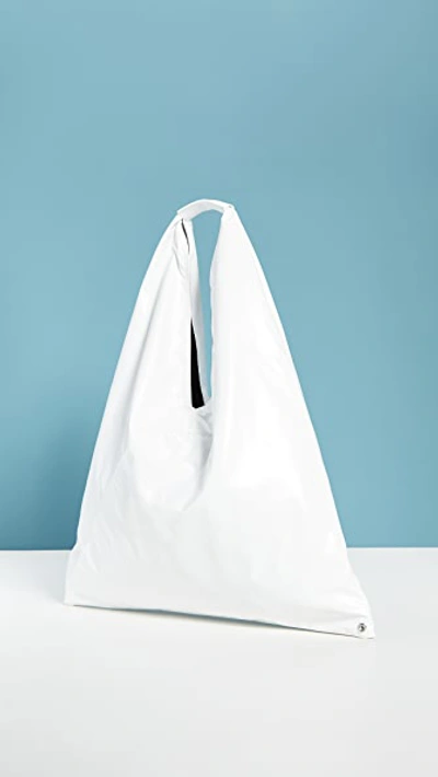 Shop Mm6 Maison Margiela Large Triangle Tote In White