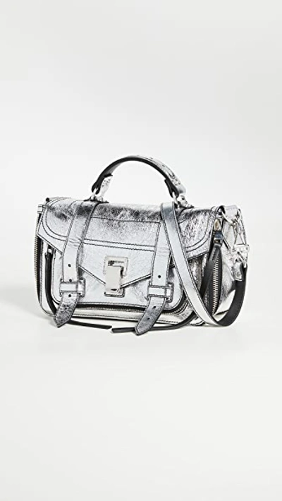 Shop Proenza Schouler Ps1 Tiny Zip Satchel In Silver