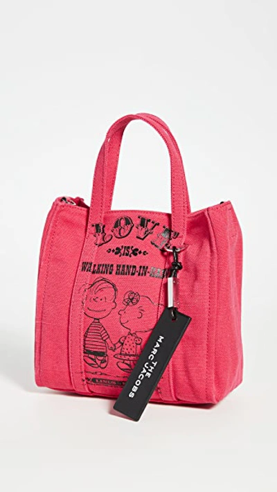 Shop The Marc Jacobs Peanuts X Marc Jacobs The Mini Tag Tote In Red