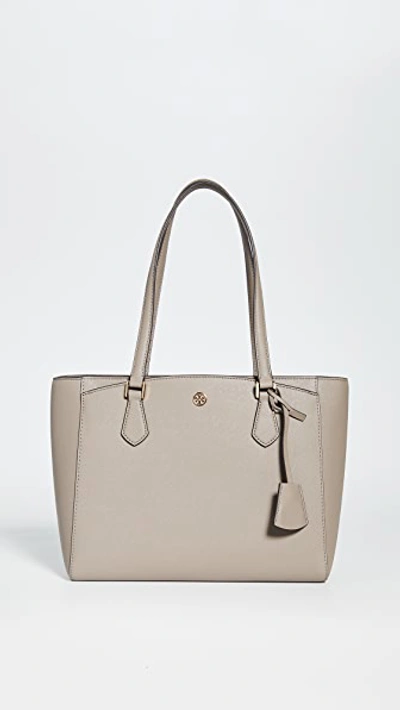 Shop Tory Burch Robinson Small Tote In Gray Heron