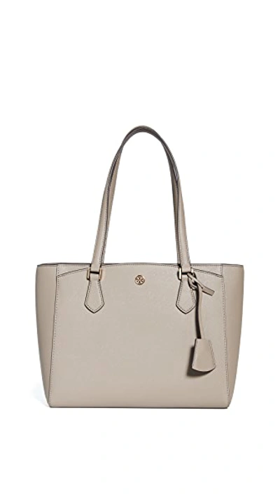 Shop Tory Burch Robinson Small Tote In Gray Heron