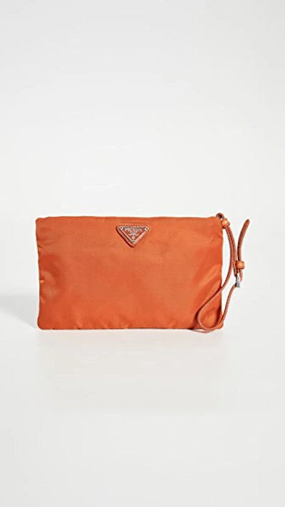 Pre-owned Prada Orange Vela Clutch