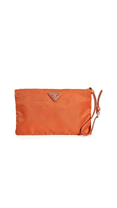 Pre-owned Prada Orange Vela Clutch