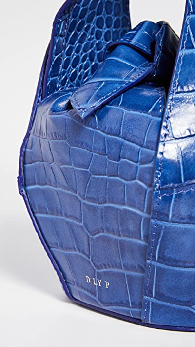 Shop Dlyp Top Knot Bag In Cobalt Croc