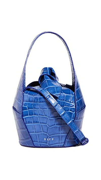 Shop Dlyp Top Knot Bag In Cobalt Croc