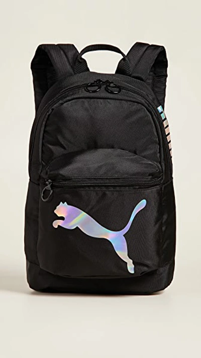 Shop Puma Essential Backpack In Black/iridescent