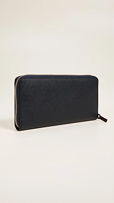 Shop Smythson Panama Zip Around Wallet In Navy