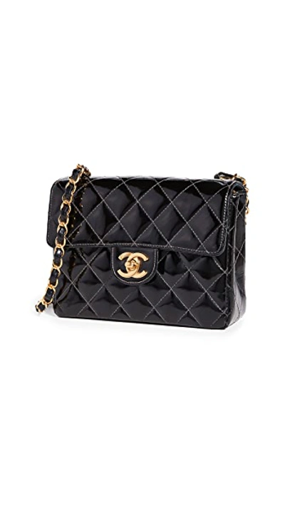 Pre-owned Chanel Black Patent Half Flap Mini Bag