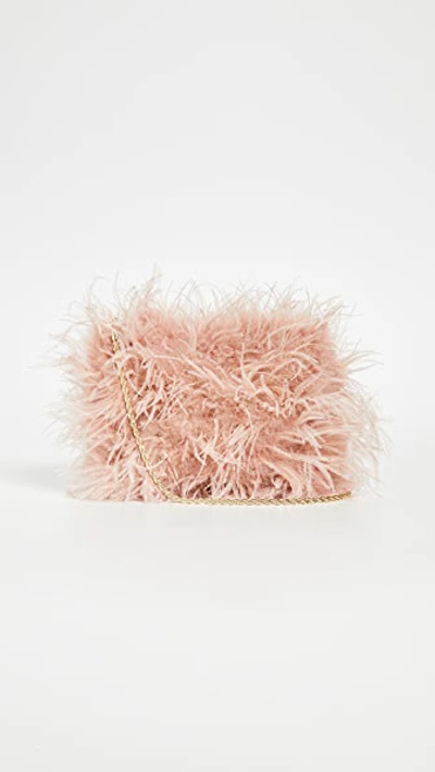 Shop Loeffler Randall Zelda Feather Baguette Crossbody Bag In Buff Pink