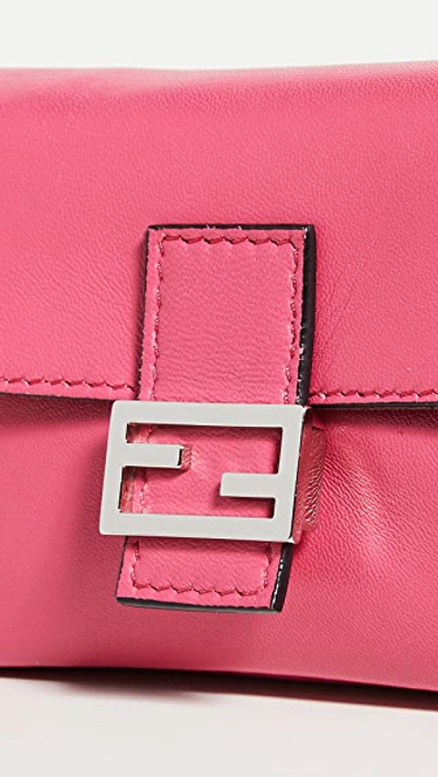 Pre-owned Fendi Pink Nappa Micro Baguette Bag