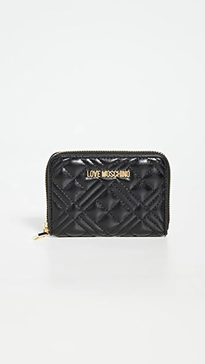 Shop Moschino Quilted Wallet In Black
