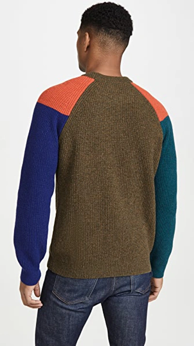 Shop Ps By Paul Smith Raglan Sleeve Cotton Sweater In Olive
