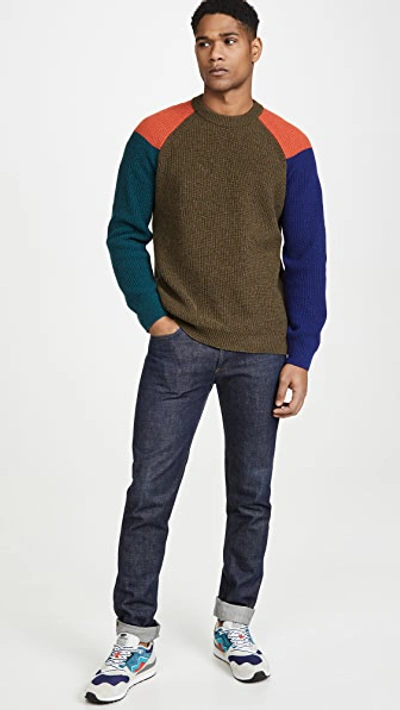 Shop Ps By Paul Smith Raglan Sleeve Cotton Sweater In Olive