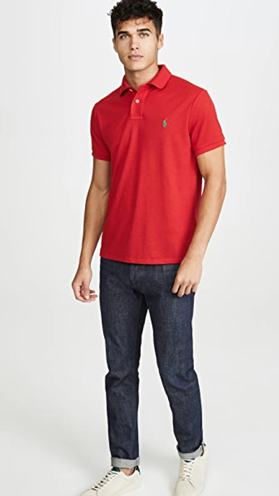 Shop Polo Ralph Lauren Sustainable Mesh Earth Polo In Rl 2000 Red