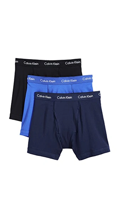 Shop Calvin Klein Underwear Cotton Stretch Boxer Briefs In Black/blue Shadow/cobalt Water