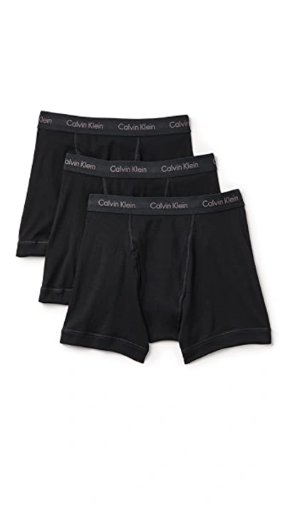 Shop Calvin Klein Underwear Cotton Classic Fit 3-pack Knit Boxers Black