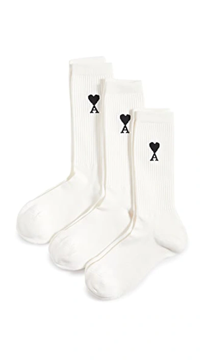 Shop Ami Alexandre Mattiussi 3 Pack Socks In Off White