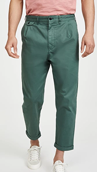 Shop Alex Mill Pleated Chino Trousers In Faded Spruce