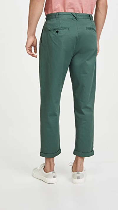 Shop Alex Mill Pleated Chino Trousers In Faded Spruce