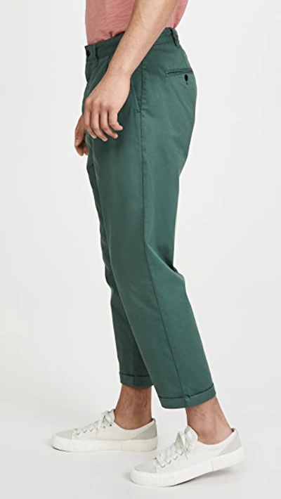 Shop Alex Mill Pleated Chino Trousers In Faded Spruce