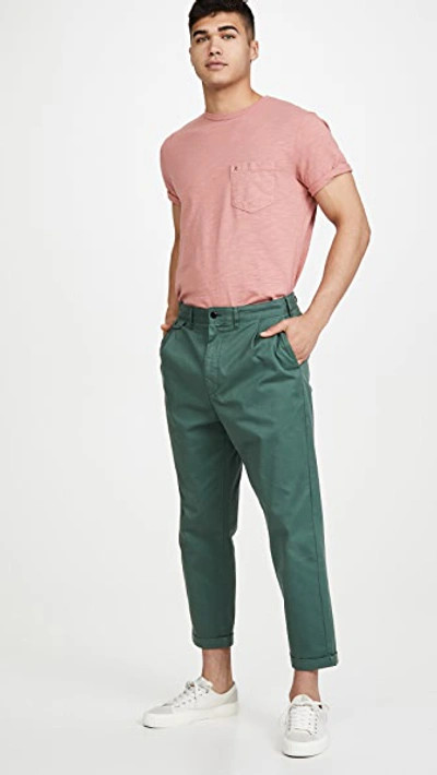 Shop Alex Mill Pleated Chino Trousers In Faded Spruce