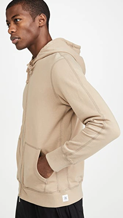 Shop Reigning Champ Midweight Terry Full Zip Hoodie In Khaki