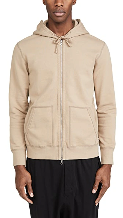 Shop Reigning Champ Midweight Terry Full Zip Hoodie In Khaki