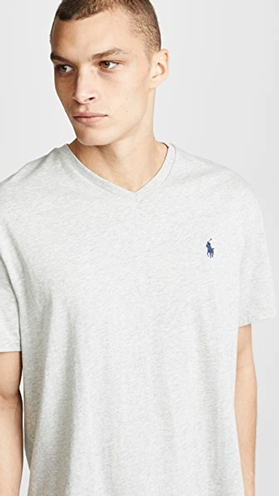 Shop Polo Ralph Lauren V Neck Classic Fit T-shirt In Grey Heather