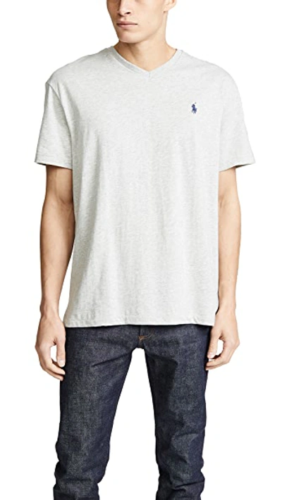 Shop Polo Ralph Lauren V Neck Classic Fit T-shirt In Grey Heather