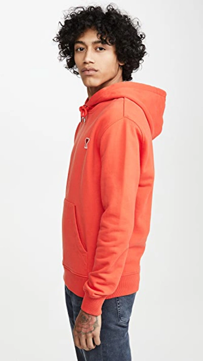 Shop Ami Alexandre Mattiussi Ami Heart Pullover Hoodie In Red