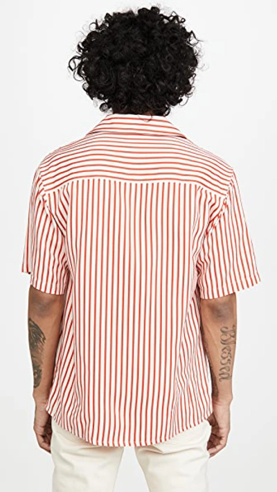 Shop Ami Alexandre Mattiussi Short Sleeve Camp Collar Shirt In Off White/red