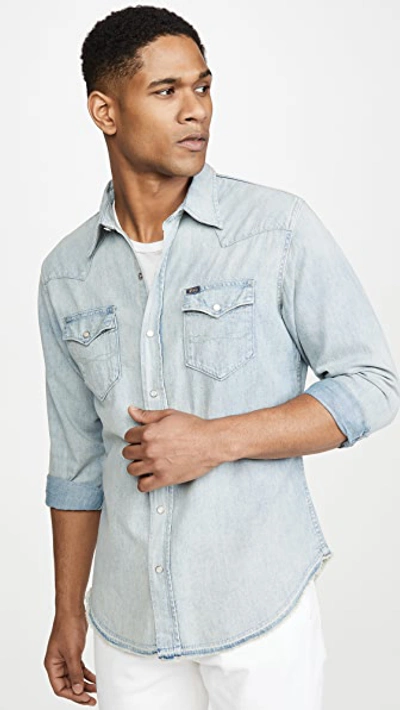 Polo Ralph Lauren Western Denim Shirt Custom Regular Fit 2 Pocket In Light  Wash-blues | ModeSens