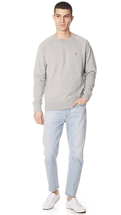 Shop Maison Kitsuné Long Sleeve Fox Head Patch Sweatshirt In Grey Melange