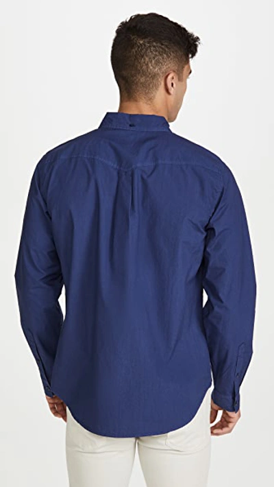 Shop Alex Mill Garment Dyed Field Button Down Shirt In Navy