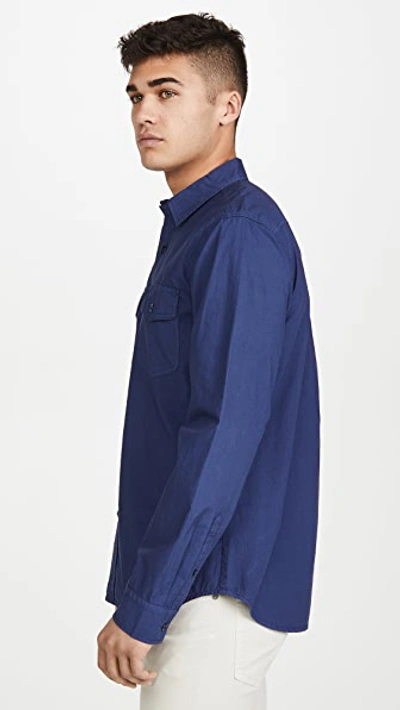 Shop Alex Mill Garment Dyed Field Button Down Shirt In Navy