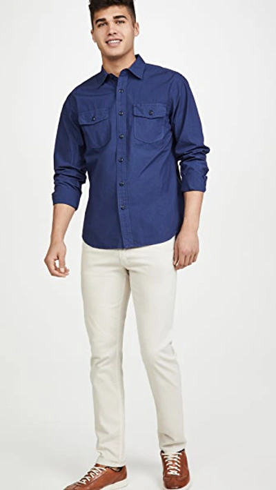 Shop Alex Mill Garment Dyed Field Button Down Shirt In Navy