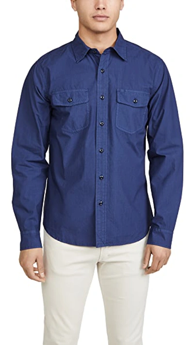 Shop Alex Mill Garment Dyed Field Button Down Shirt In Navy