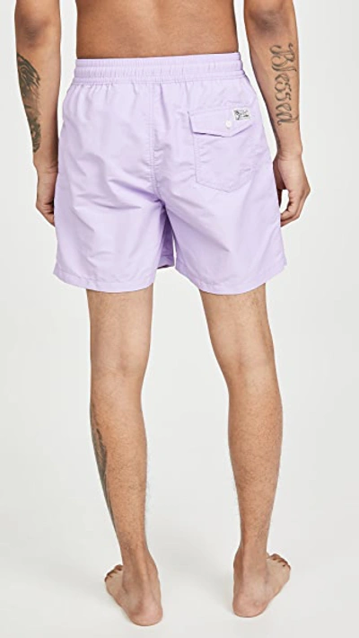 Shop Polo Ralph Lauren Solid Traveler Swim Shorts In Lavender