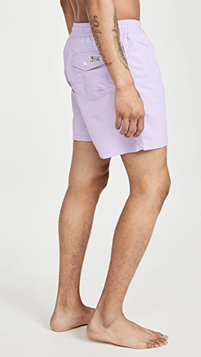 Shop Polo Ralph Lauren Solid Traveler Swim Shorts In Lavender