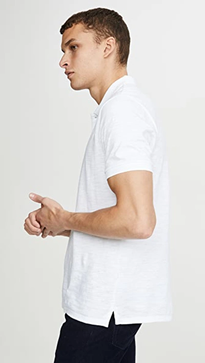 Shop Vince Short Sleeve Classic Slub Polo Shirt In White