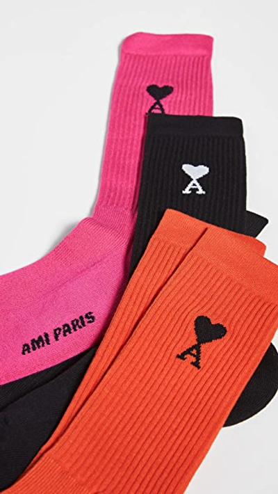 Shop Ami Alexandre Mattiussi 3 Pack Socks In Multicolor