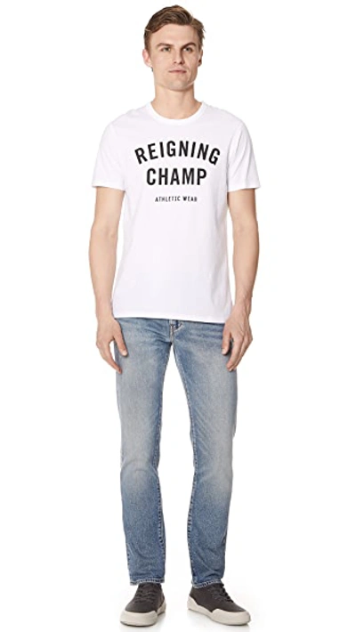 Shop Reigning Champ Gym Logo Tee In White/black