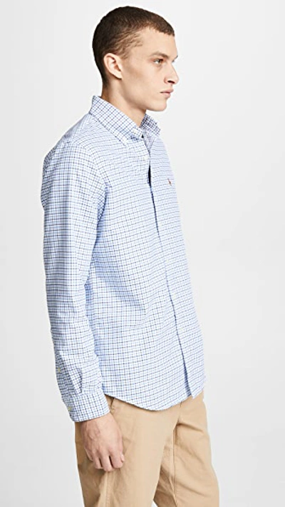 Shop Polo Ralph Lauren Check Oxford Sportshirt In Blue/white